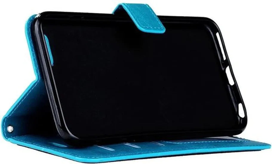 iPhone SE/5S/5/5C Hoesjes – Portemonnee Bookcase – Pasjeshouder – 2 Pack Screenprotector Gehard Glas – Turquoise-Ilumina Benelux