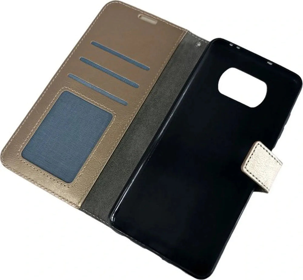Xiaomi Poco X3/X3 Pro Hoesjes – Portemonnee Book Case – Pasjeshouder – 2x Screenprotector – Goud-Ilumina Benelux