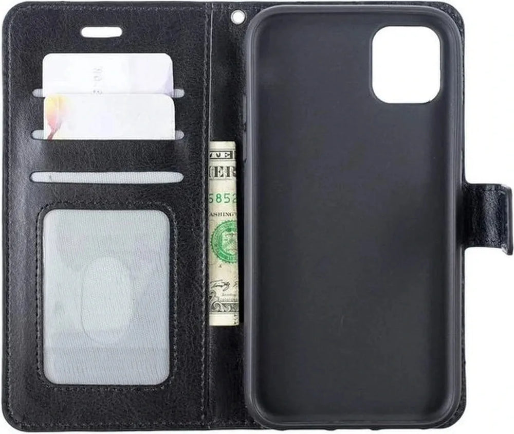 iPhone 12 Pro Max Hoesjes – Portemonnee Book Case – Pasjeshouder – Magneetsluiting – Zwart-Ilumina Benelux