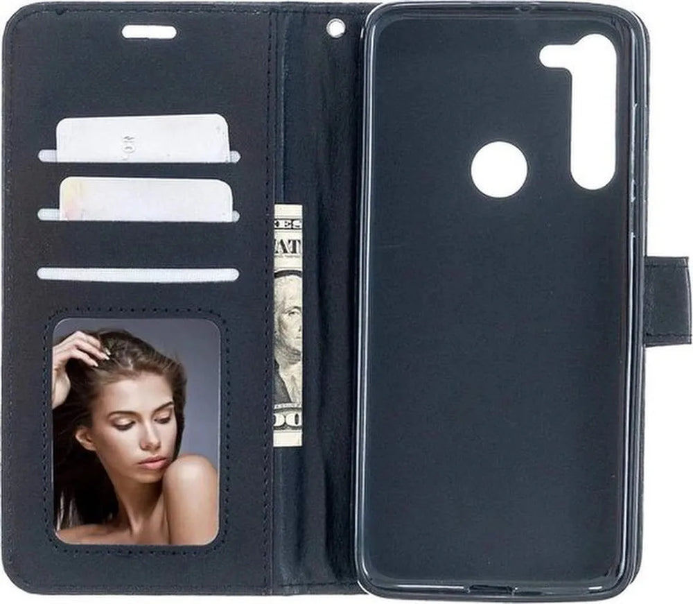 Oppo A91 Hoesjes – Portemonnee Book Case – Pasjeshouder – 2x Gehard Glas Screenprotector – Zwart-Ilumina Benelux