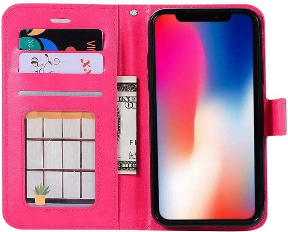 iPhone XR Hoesjes – Portemonnee Book Case – Pasjeshouder – Magneetsluiting – Roze-Ilumina Benelux