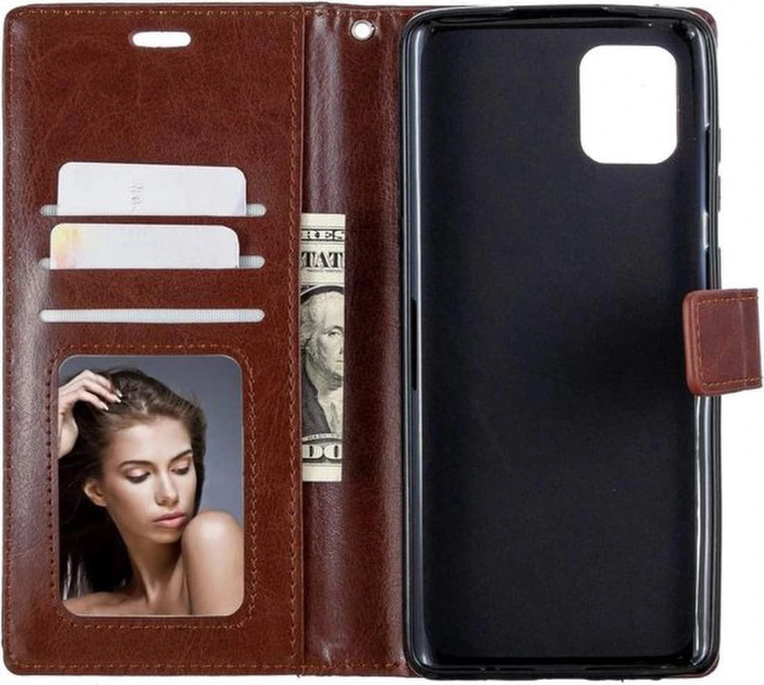 Samsung Galaxy A72 Hoesjes – Portemonnee Book Case – Pasjeshouder – Magneetsluiting – Bruin
