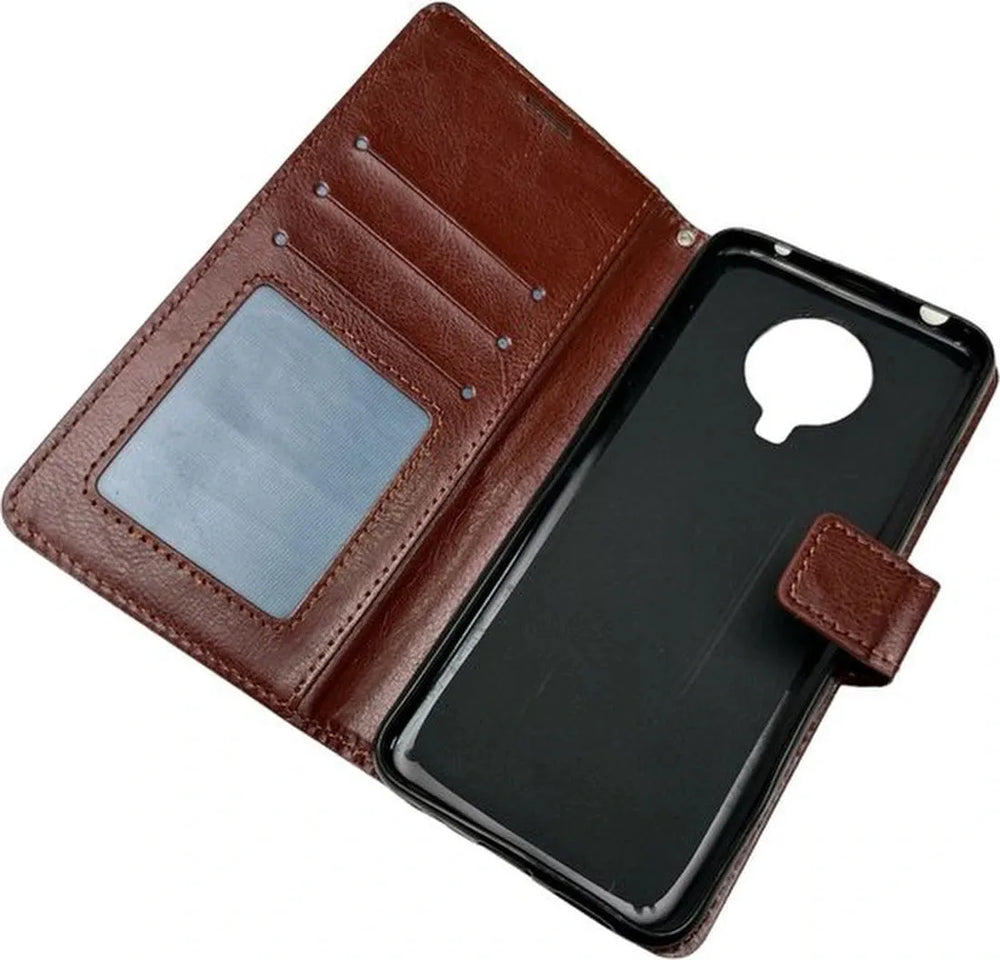 Nokia G10/G20 Hoesjes – Portemonnee Book Case – Pasjeshouder – 2x Gehard Glas Screenprotector – Bruin-Ilumina Benelux