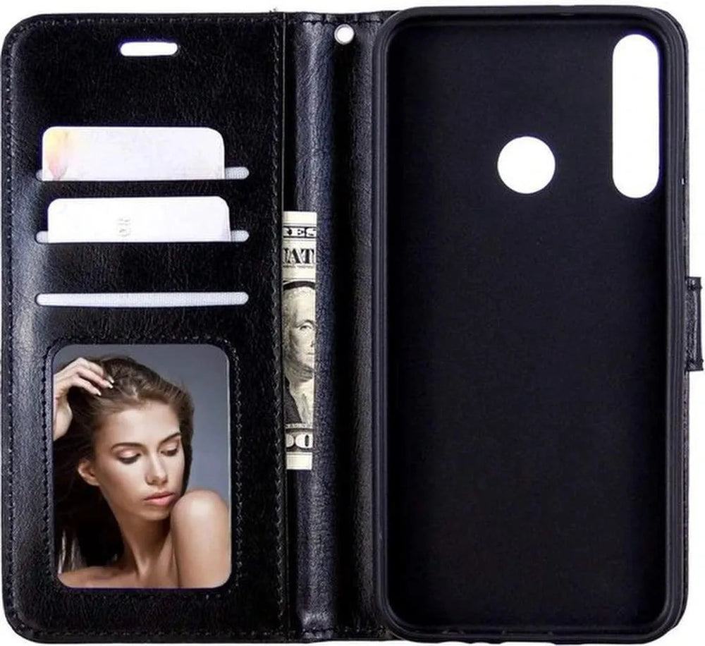 Huawei P40 Lite E 2020 Hoesjes – Portemonnee Book Case – Pasjeshouder – Magneetsluiting – Zwart-Ilumina Benelux