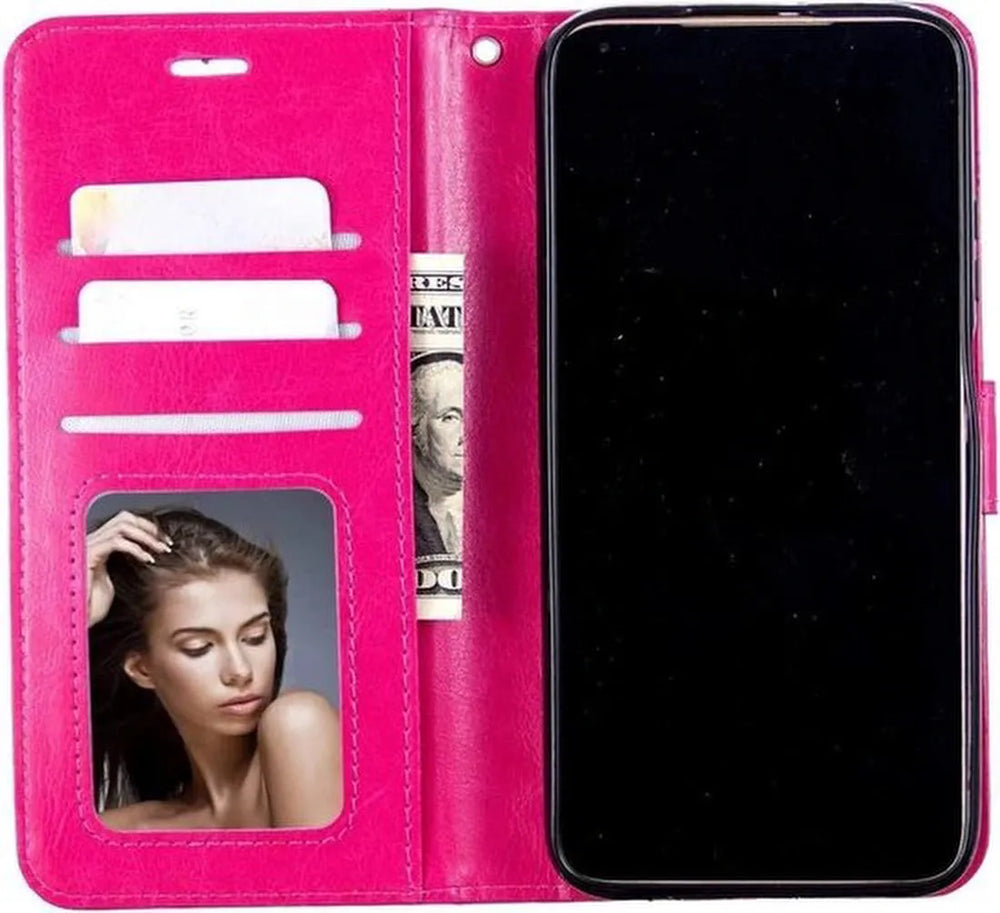 Huawei P40 Lite 2020 Hoesjes – Portemonnee Book Case – Pasjeshouder – Magneetsluiting – Roze-Ilumina Benelux
