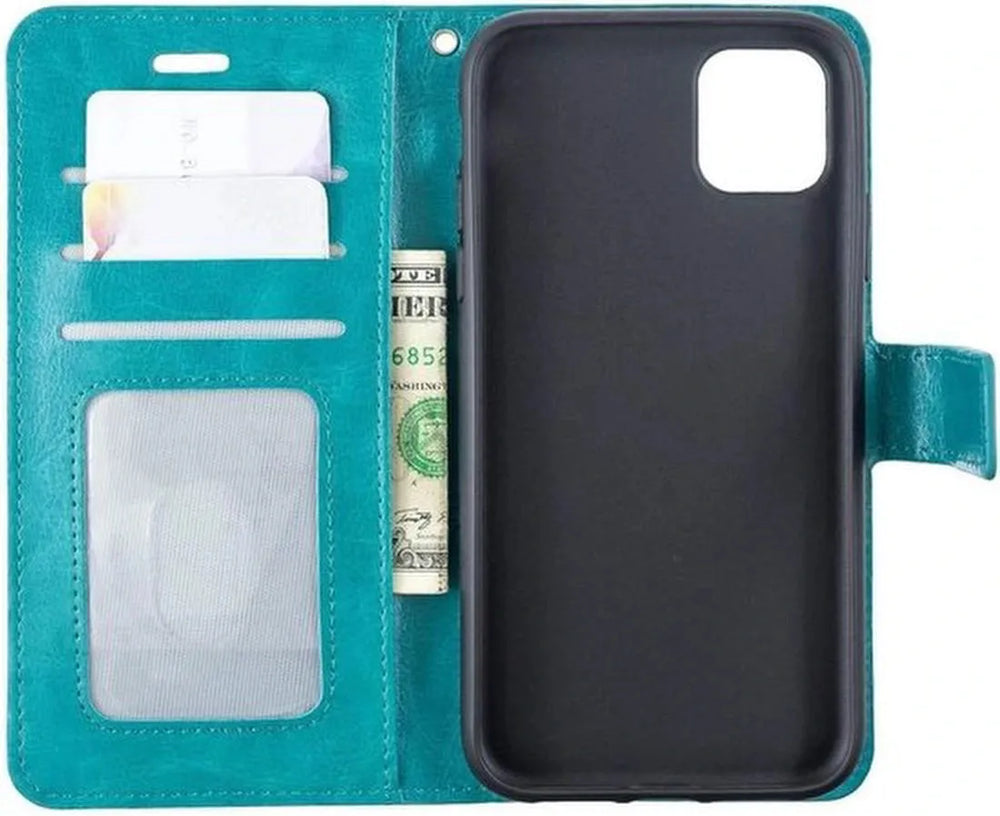 iPhone 12 Pro Hoesjes – Portemonnee Book Case – Pasjeshouder – Magneetsluiting – Turquoise-Ilumina Benelux