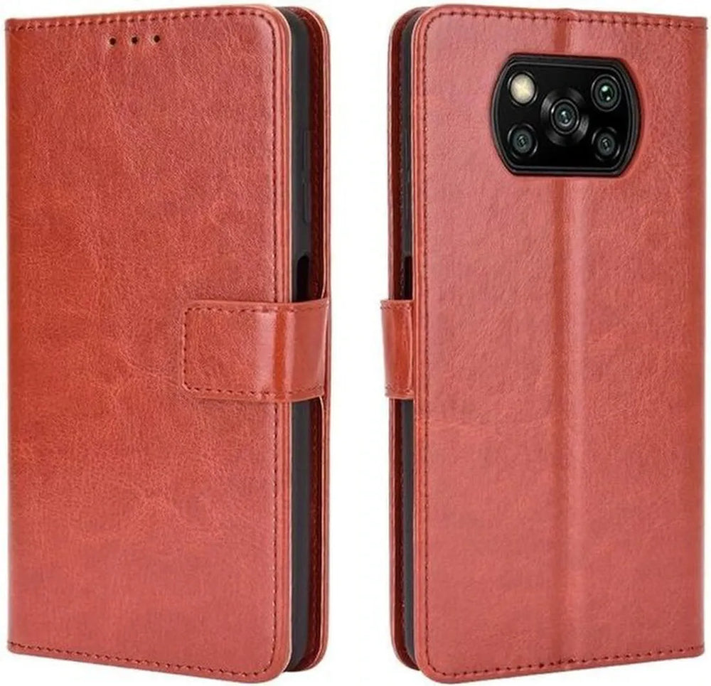 Xiaomi Poco X3/X3 Pro Hoesjes – Portemonnee Book Case – Pasjeshouder – Magneetsluiting – Bruin-Ilumina Benelux