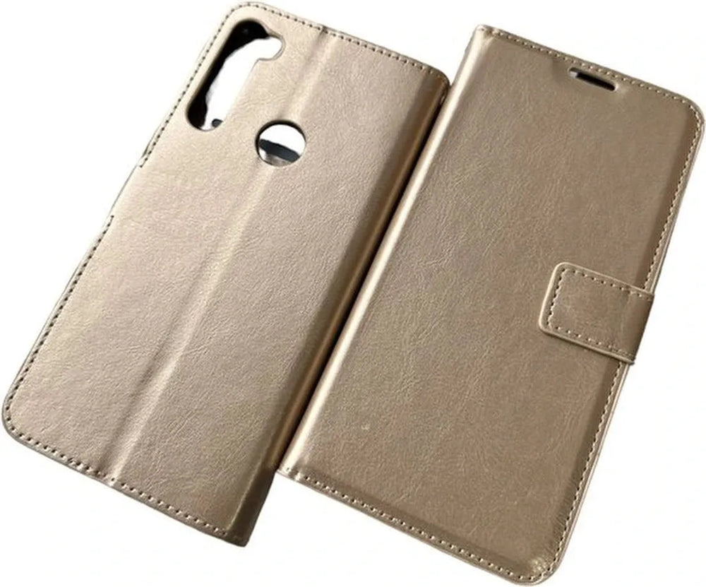 Motorola Moto One Fusion Plus Hoesjes – Portemonnee Book Case – Pasjeshouder – Magneetsluiting – Goud-Ilumina Benelux