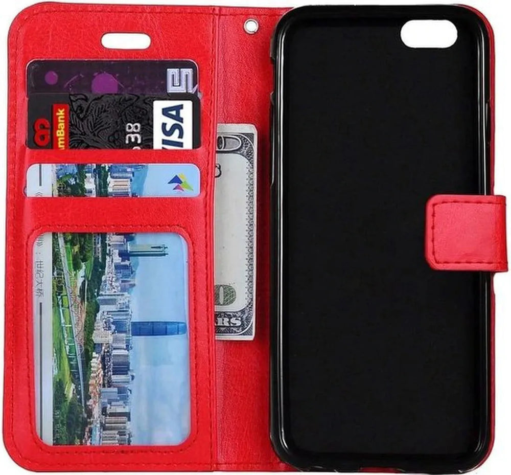 iPhone 7/8/SE 2020/SE 2022 Hoesjes – Portemonnee Book Case – Pasjeshouder – Magneetsluiting – Rood-Ilumina Benelux