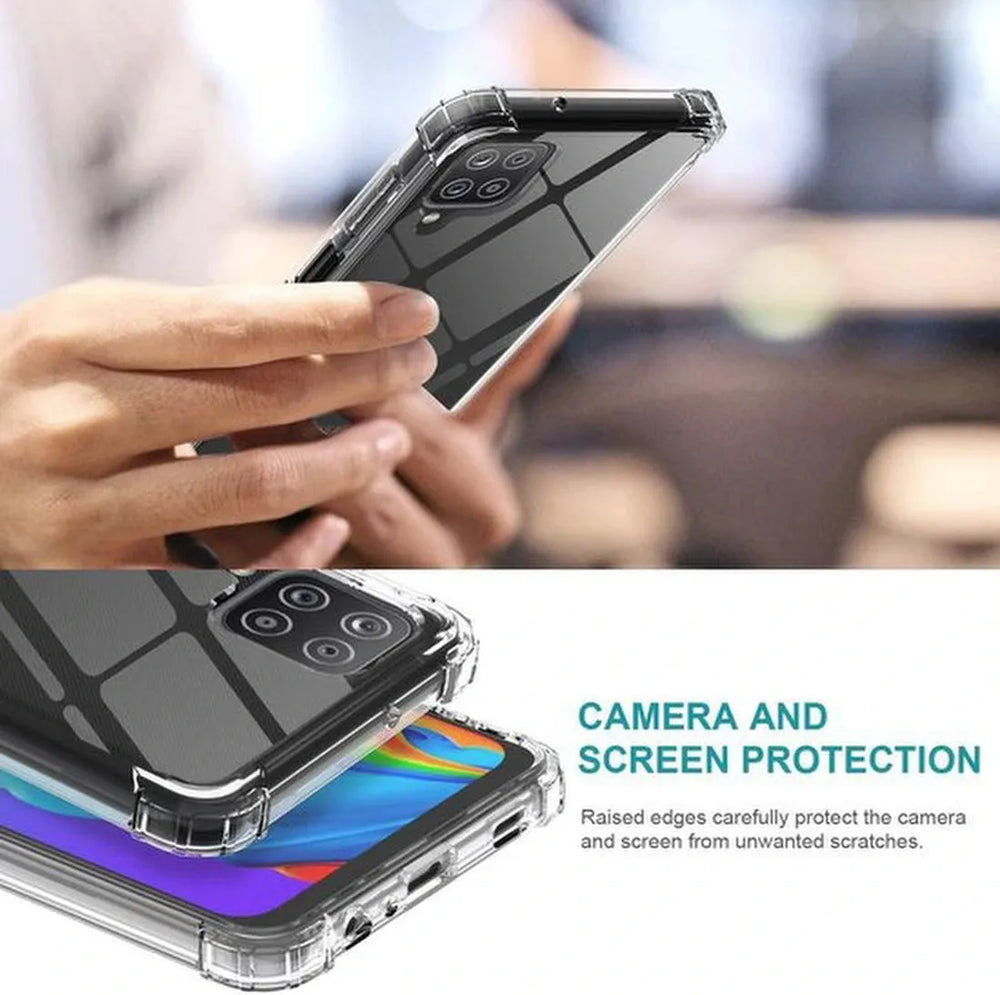 Samsung Galaxy M12 Hoesjes – Anti-Shock Siliconen Backcover – Schokbestendig – 2 Pack Screenprotector Gehard Glas-Ilumina Benelux
