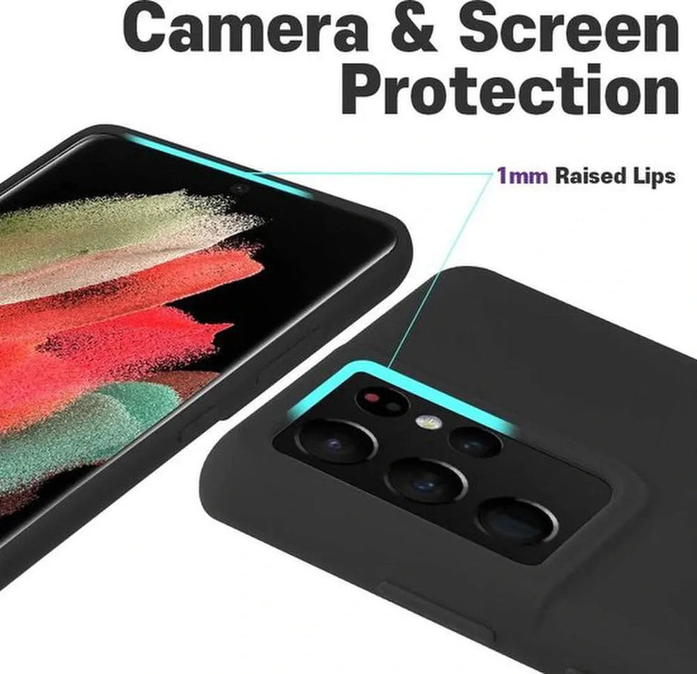 Samsung Galaxy S21 Ultra Hoesjes – Liquid Siliconen Backcover – Soft Touch – Flexibel – Zandpoeder + Screenprotector-Ilumina Benelux