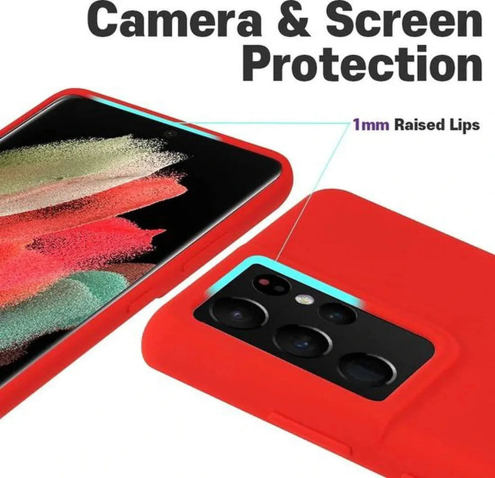 Samsung Galaxy S21 Ultra Hoesjes – Liquid Siliconen Backcover – Soft Touch – Flexibel – Rood-Ilumina Benelux