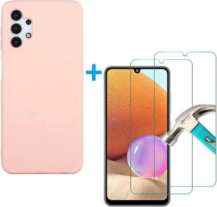 Samsung Galaxy A32 5G Hoesjes – Liquid Siliconen Backcover – Soft Touch Flexibel – Incl. Screenprotector – Zandpoeder-Ilumina Benelux