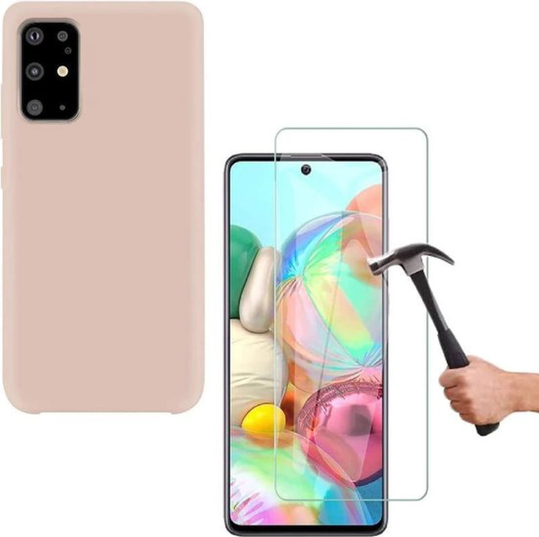 Liquid Silicone hoesje Geschikt voor: Samsung Galaxy Note 10 Lite 2020 Soft Touch Flexible - Zand poeder + 1x Screenprotector