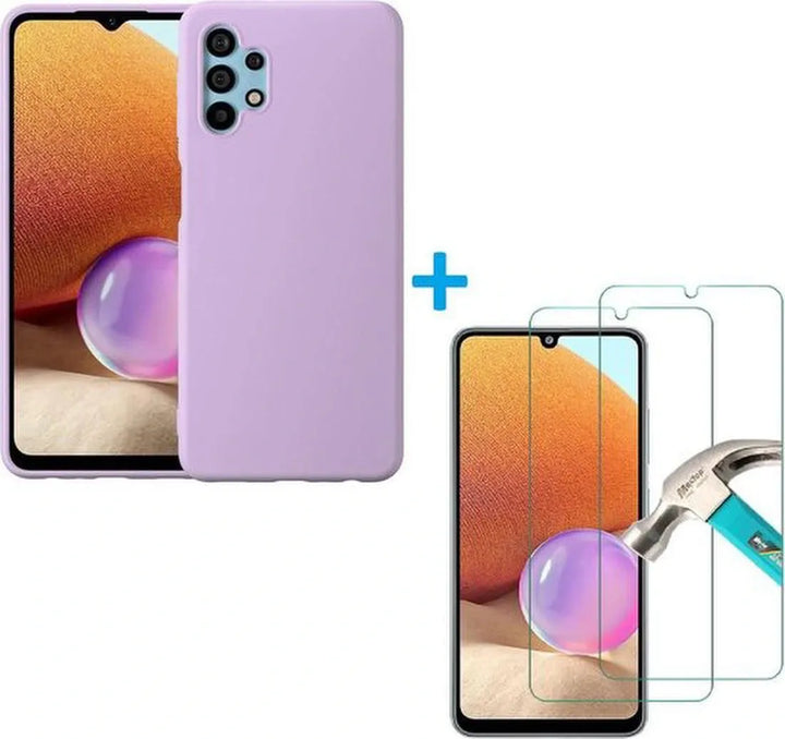 Samsung Galaxy A32 5G Hoesjes – Liquid Siliconen Backcover – Soft Touch Flexibel – Inclusief Screenprotector – Paars-Ilumina Benelux