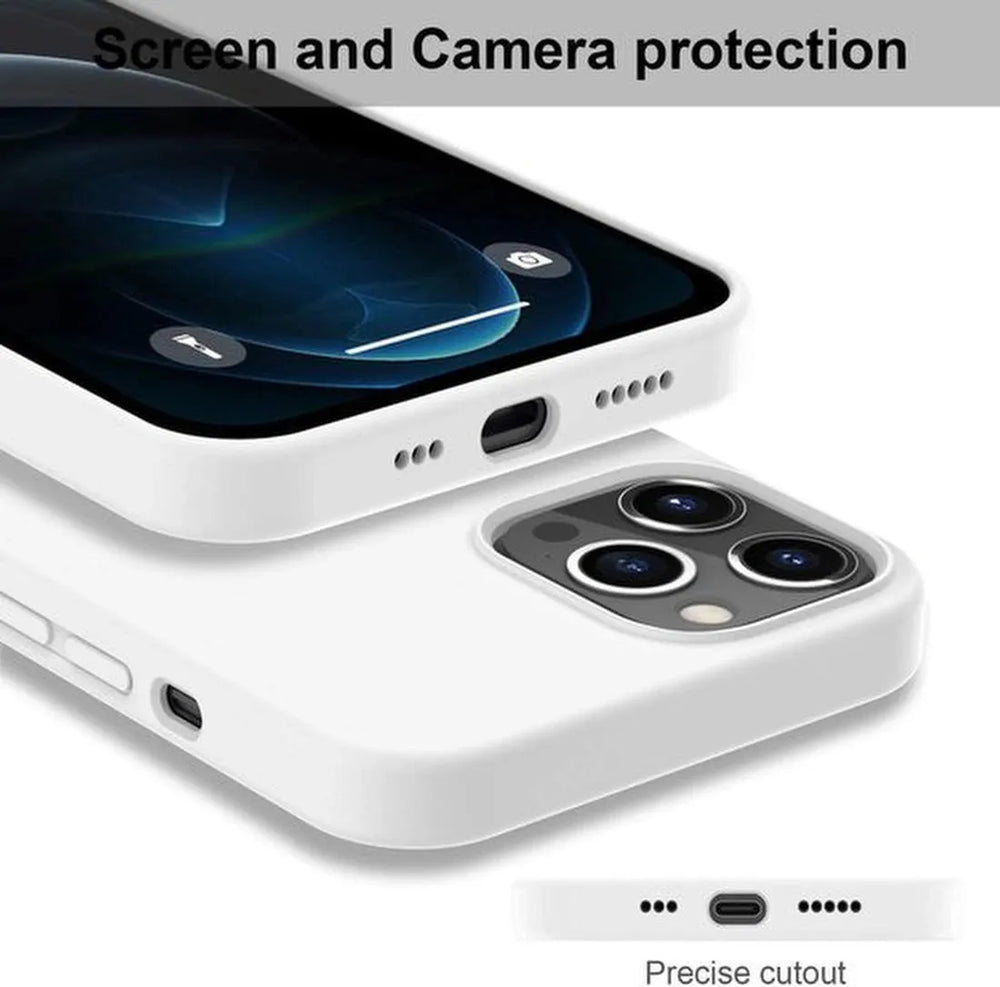 iPhone 12 Hoesjes – Liquid Silicone Backcover – Soft Touch TPU – Inclusief Screenprotector – Wit-Ilumina Benelux