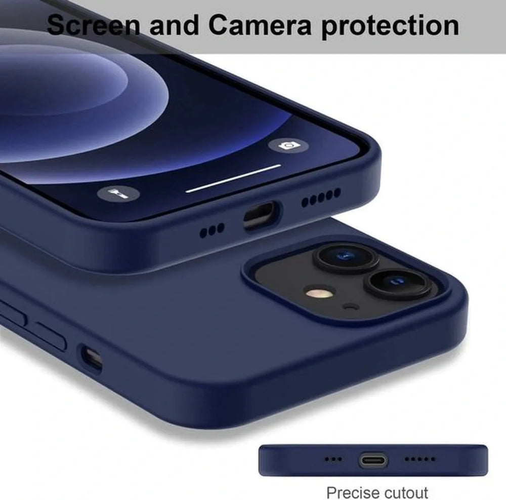 iPhone 12 Pro Hoesjes – Soft Touch Liquid Silicone TPU Backcover – Flexibel – Incl. Screenprotector – Oxford Blauw-Ilumina Benelux