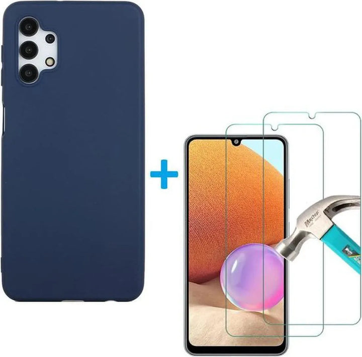 Samsung Galaxy A32 5G Hoesjes – Liquid Siliconen Backcover – Soft Touch Flexibel – Inclusief Screenprotector – Oxford Blauw-Ilumina Benelux