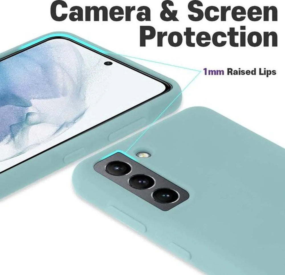 Samsung Galaxy S21 Hoesjes – Liquid Siliconen Backcover – Soft Touch – Flexibel – Mist Blauw-Ilumina Benelux