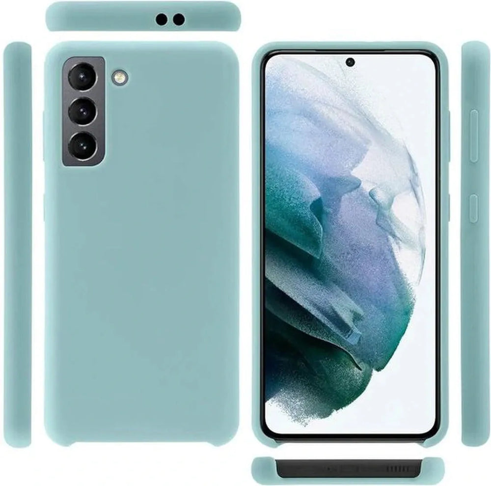 Samsung Galaxy S21 Hoesjes – Liquid Siliconen Backcover – Soft Touch – Flexibel – Mist Blauw-Ilumina Benelux