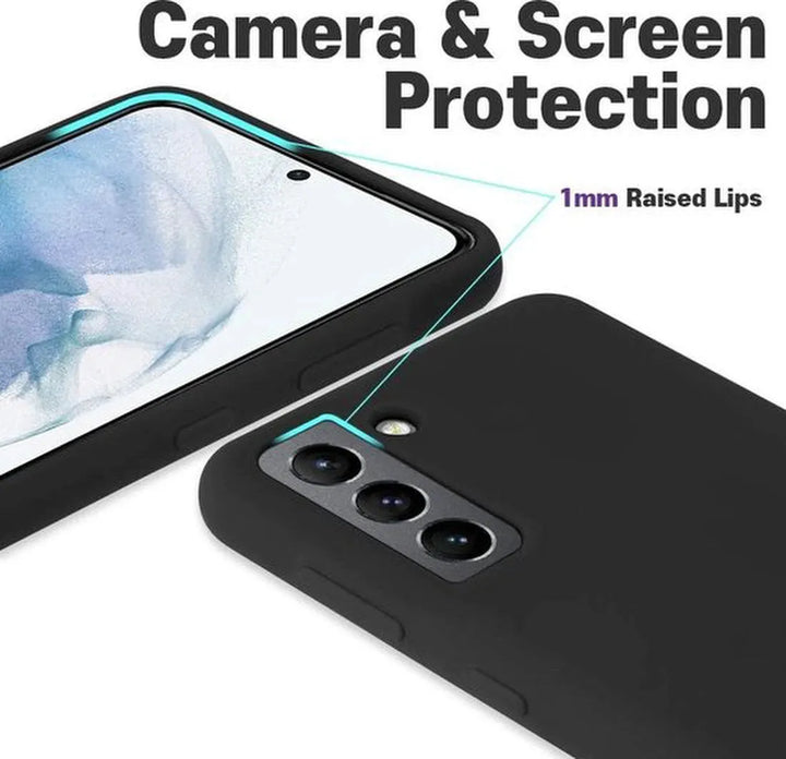 Samsung Galaxy S21 Hoesjes – Liquid Siliconen Backcover – Soft Touch – Inclusief Screenprotector – Oxford Blauw-Ilumina Benelux