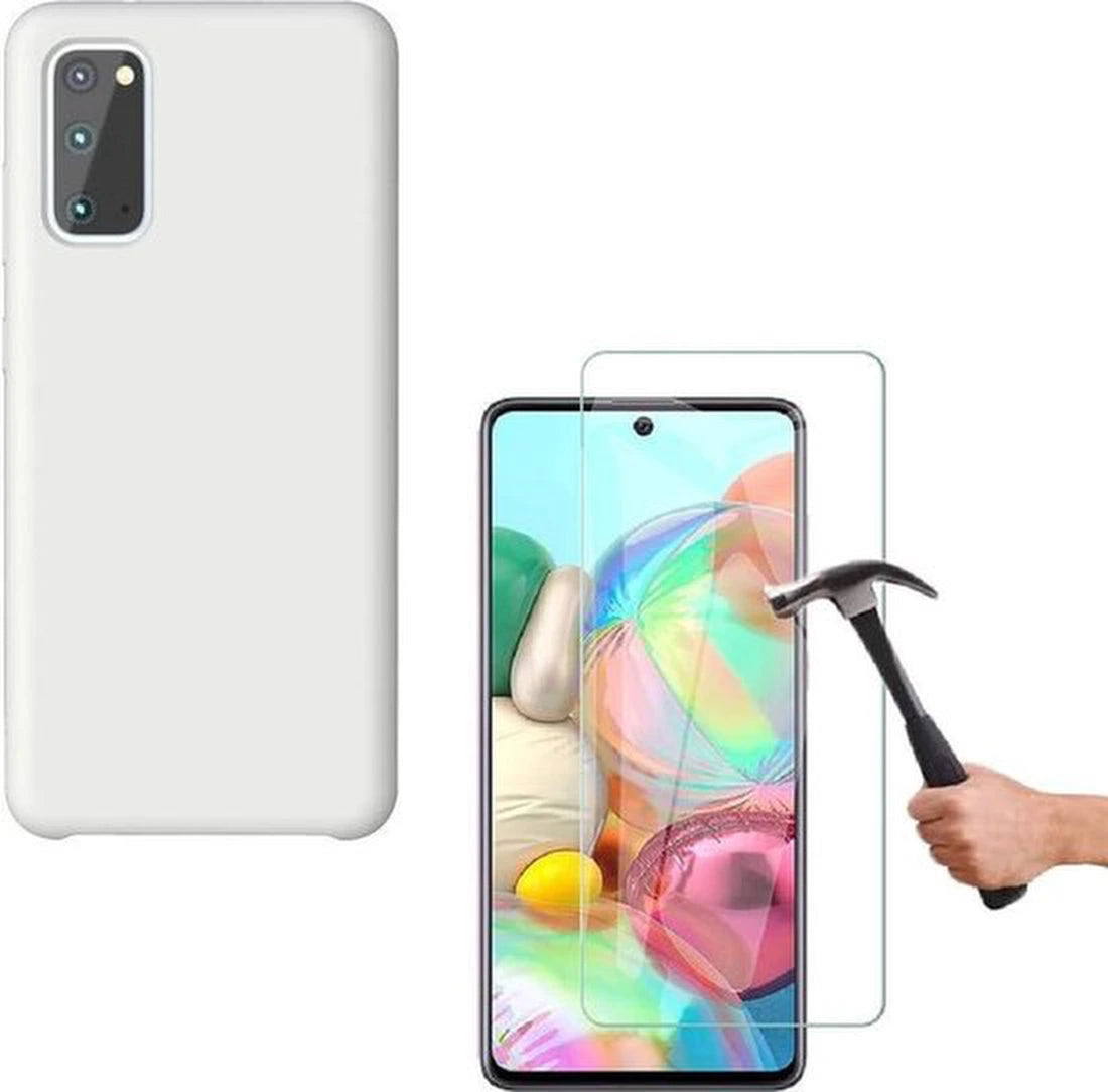 Liquid Silicone hoesje Geschikt voor: Samsung Galaxy Note 10 Lite 2020 Soft Touch Flexible - Wit + 1x Screenprotector
