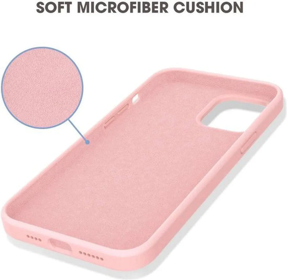 iPhone 12 Hoesjes – Soft Touch Liquid Silicone Backcover – Flexibel TPU Rubber – Incl. Screenprotector – Lichtroze-Ilumina Benelux