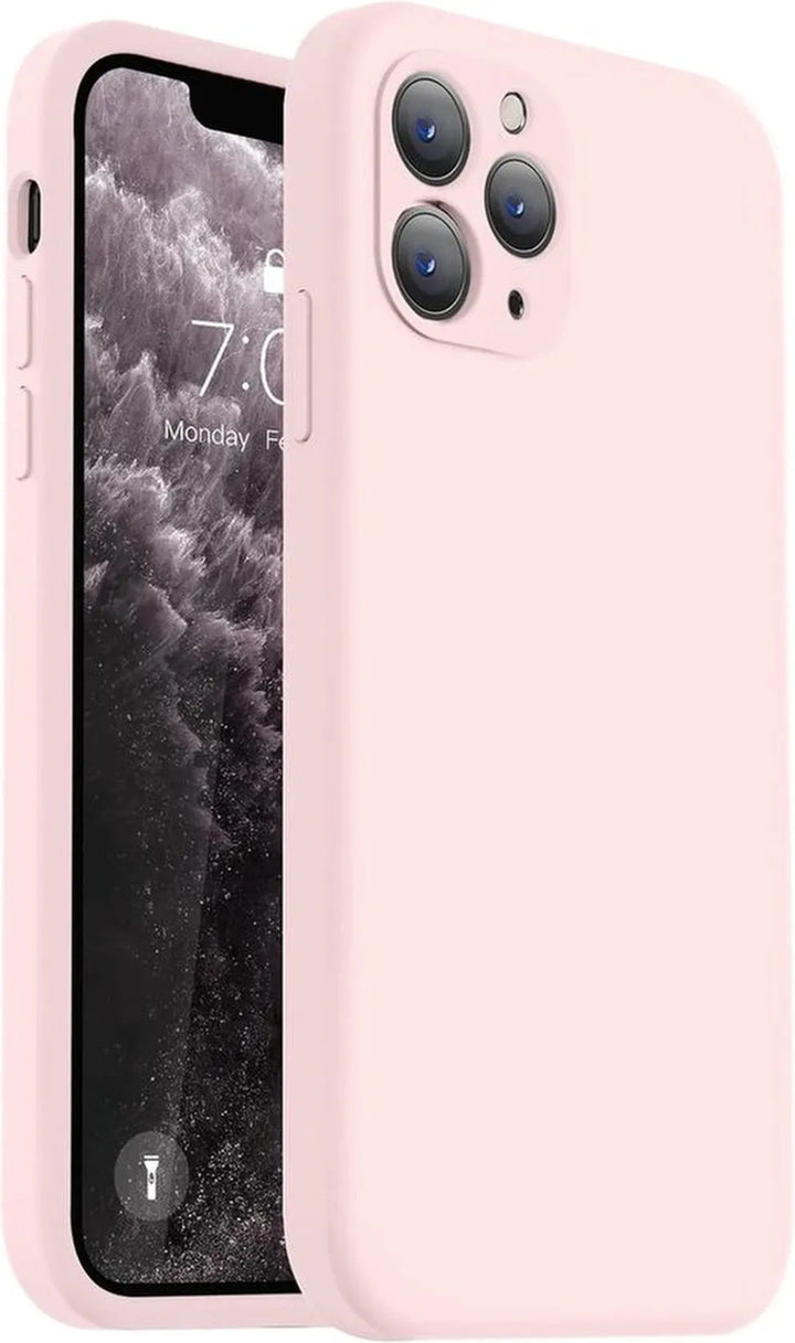iPhone 11 Pro Max Hoesjes – Liquid Siliconen Backcover – TPU Flexibel – Camera Allround Bescherming – Lichtroze-Ilumina Benelux