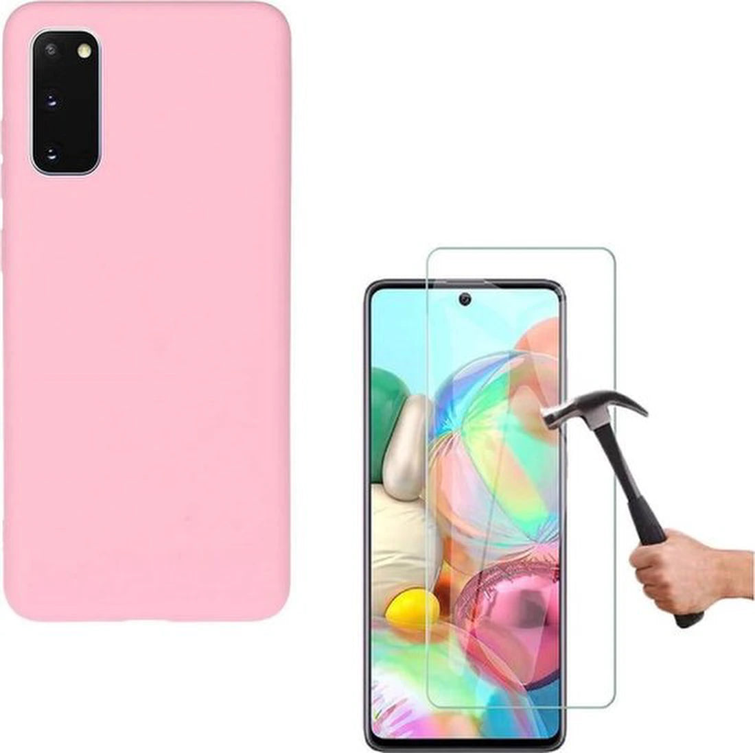 Liquid Silicone hoesje Geschikt voor: Samsung Galaxy A71 Soft Touch Flexible - LichtRoze + 1x Screenprotector