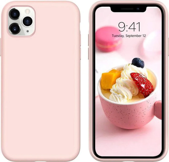 iPhone 12 Pro Hoesjes – Soft Silicone Backcover – Flexibele TPU Cover – Schokbestendig – Sand Pink-Ilumina Benelux