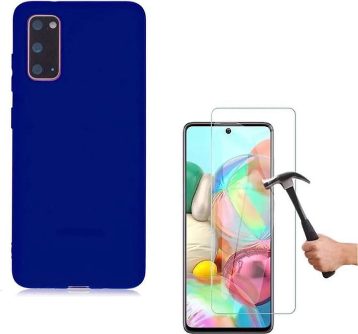 Samsung Galaxy S20 FE Hoesjes – Liquid Siliconen Backcover – Soft Touch – Inclusief Screenprotector – Blauw Azuur-Ilumina Benelux