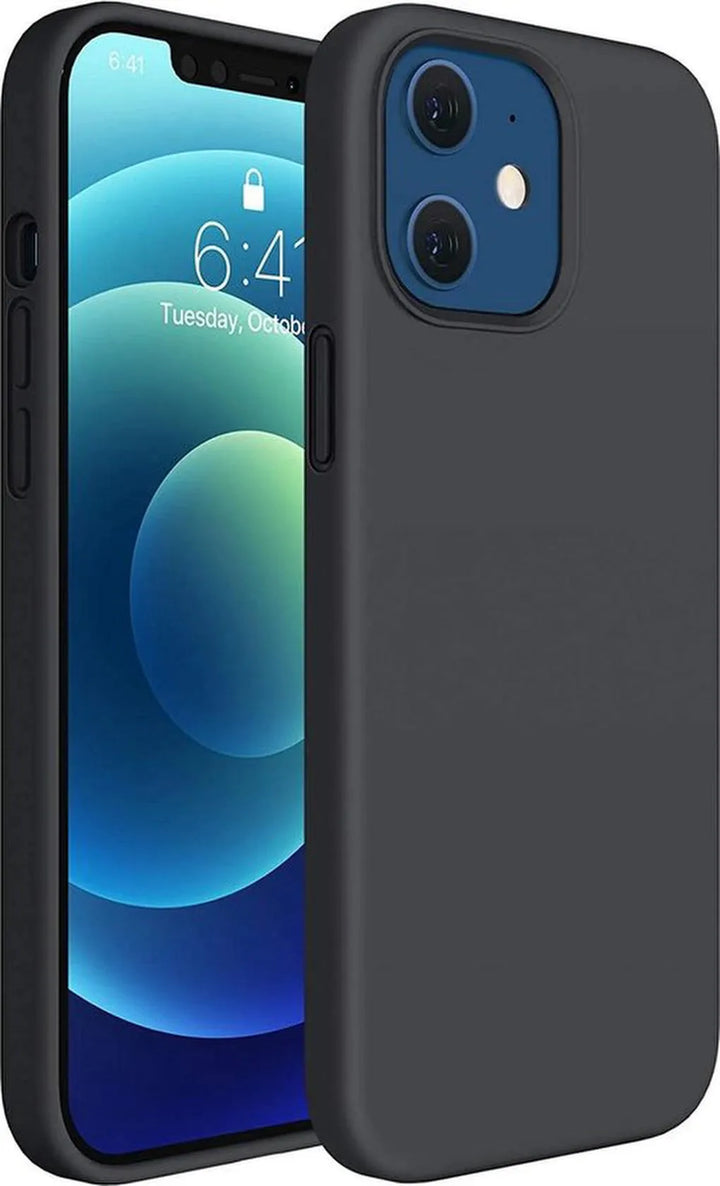 iPhone 12 Mini Hoesjes – Liquid Siliconen Backcover – Flexibel TPU – Schokbestendig – Zwart-Ilumina Benelux