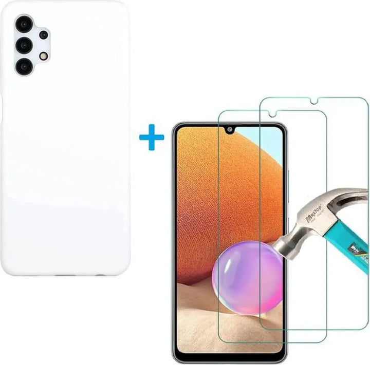 Samsung Galaxy A32 5G Hoesjes – Liquid Siliconen Backcover – Soft Touch Flexibel – Inclusief Screenprotector – Wit-Ilumina Benelux
