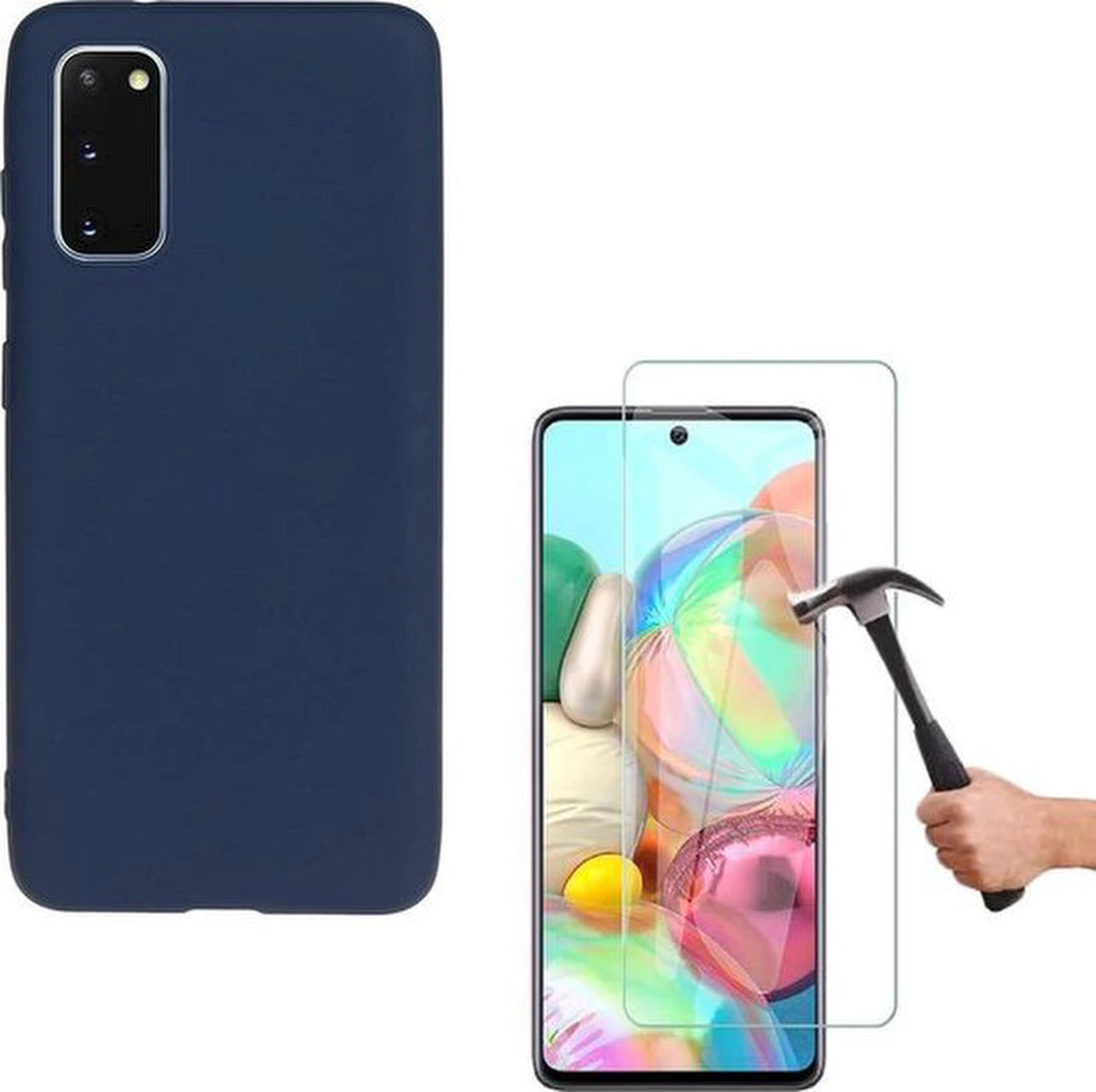 Liquid Silicone hoesje Geschikt voor: Samsung Galaxy A71 Soft Touch Flexible - Oxford Blauw + 1x Screenprotector