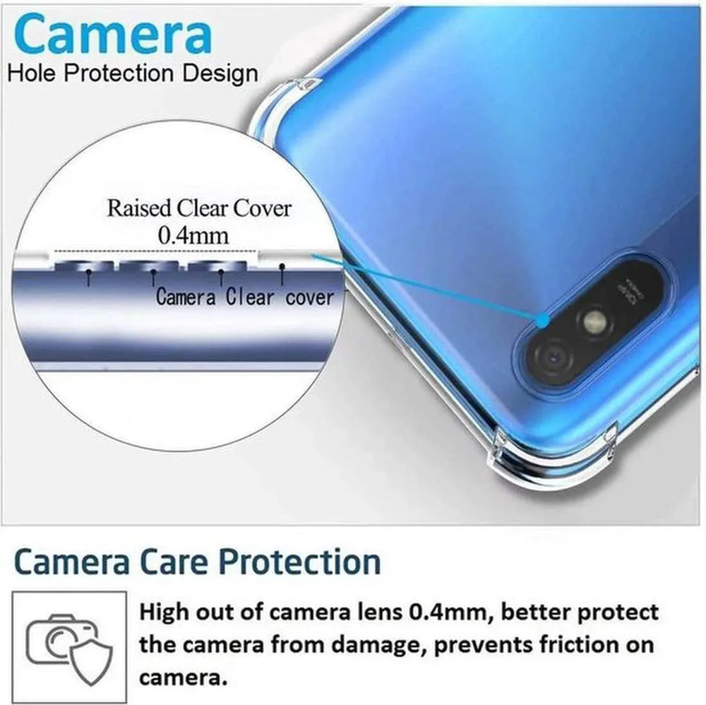 Xiaomi Redmi 9A Hoesjes – Siliconen Backcover – Schokbestendig – Transparant – 2x Gehard Glas Screenprotector-Ilumina Benelux