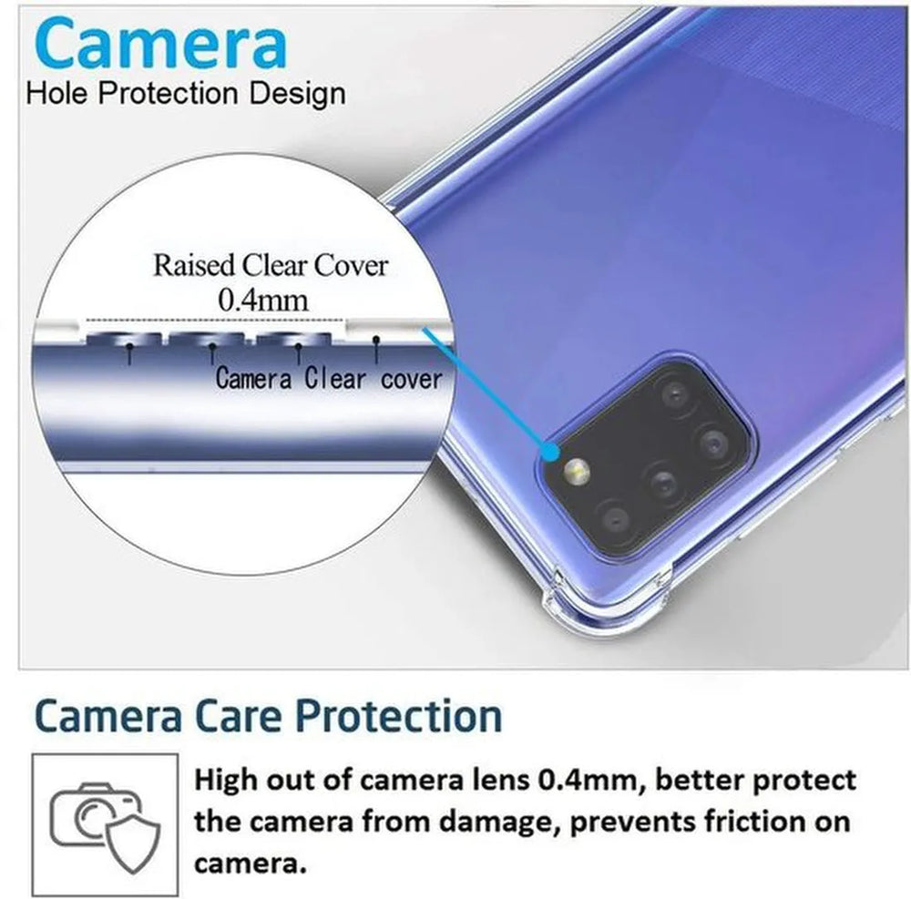 Samsung Galaxy A31 Hoesjes – Siliconen Backcover – Schokbestendig Anti-Shock – 2 Pack Screenprotector Gehard Glas – Transparant-Ilumina Benelux