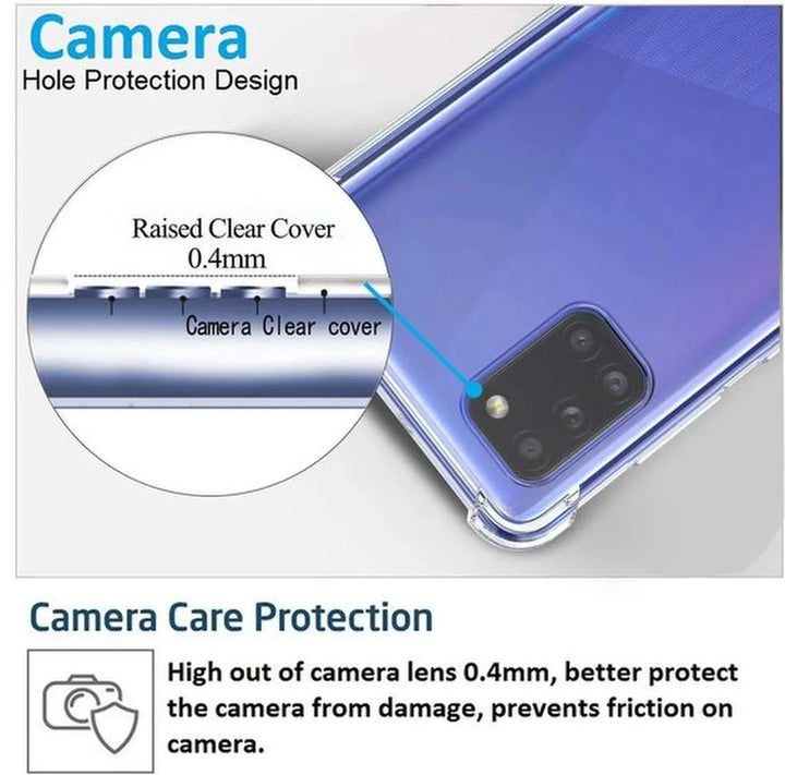 Samsung Galaxy A31 Hoesjes – Siliconen Backcover – Schokbestendig Anti-Shock – 2 Pack Screenprotector Gehard Glas – Transparant-Ilumina Benelux