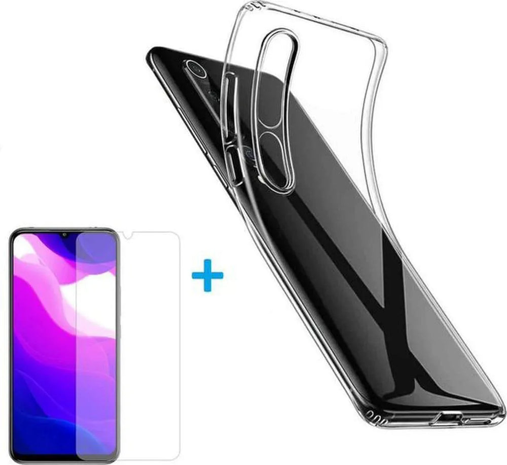 Xiaomi Mi 10 Lite Hoesjes – Transparante Siliconen Backcover – 2 Pack Screenprotector – Gehard Glas-Ilumina Benelux