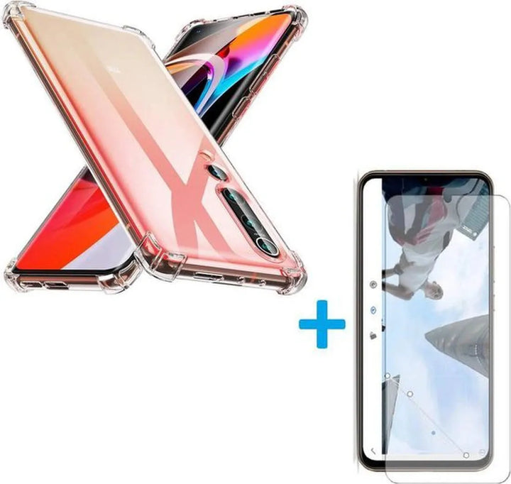Xiaomi Mi 10 Hoesjes – Siliconen Backcover – Schokbestendig – Transparant – Incl. 2x Gehard Glas Screenprotector-Ilumina Benelux