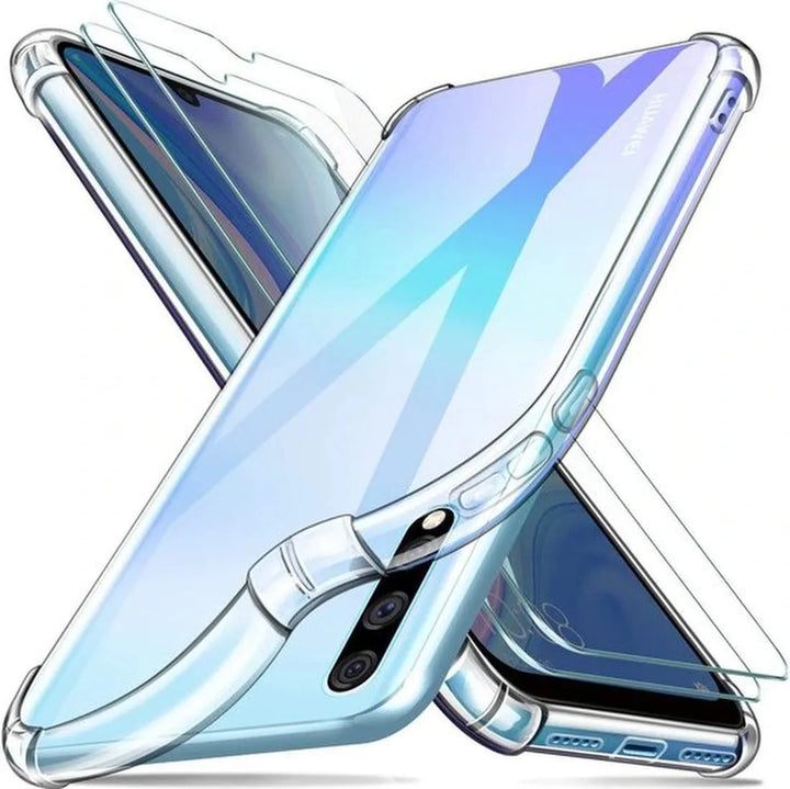 Huawei P Smart S 2020 Hoesjes – Siliconen Backcover – Schokbestendig – Transparant – Met 2x Screenprotector-Ilumina Benelux