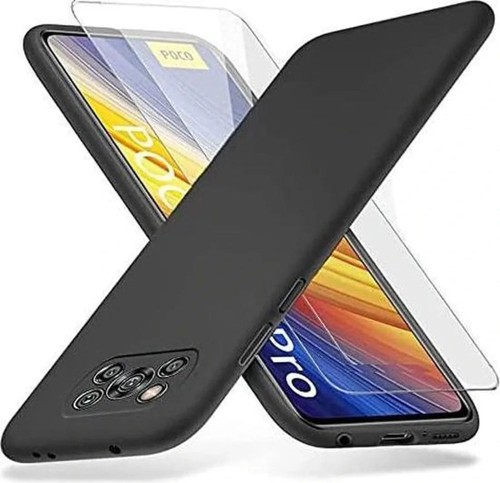 Xiaomi Poco X3/X3 Pro Hoesjes – Siliconen Backcover – Inclusief 2x Screenprotector – Zwart-Ilumina Benelux