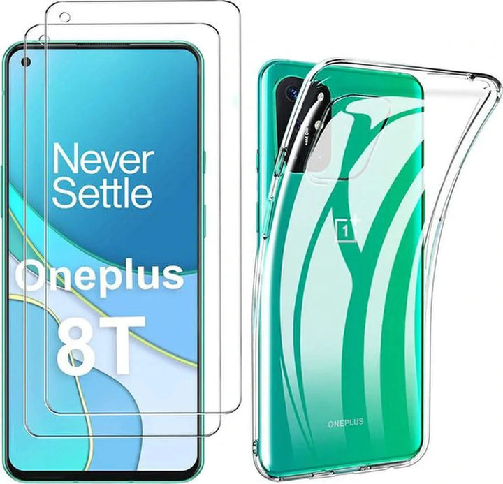 OnePlus 8T Hoesjes – Transparante Siliconen Backcover – Inclusief 2x Screenprotector – Anti-kras-Ilumina Benelux