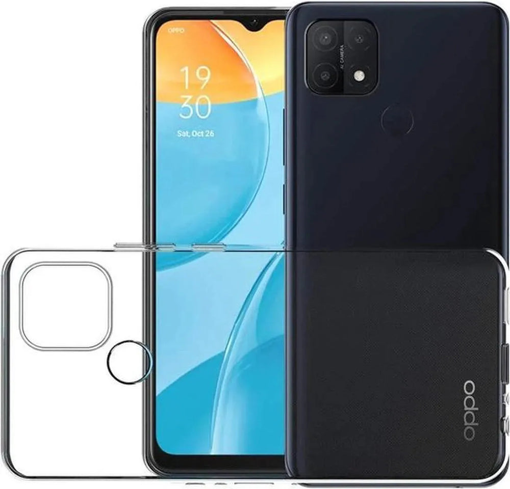 Oppo A15 Hoesjes – Transparante Siliconen Backcover – 2 Pack Screenprotector – Gehard Glas-Ilumina Benelux