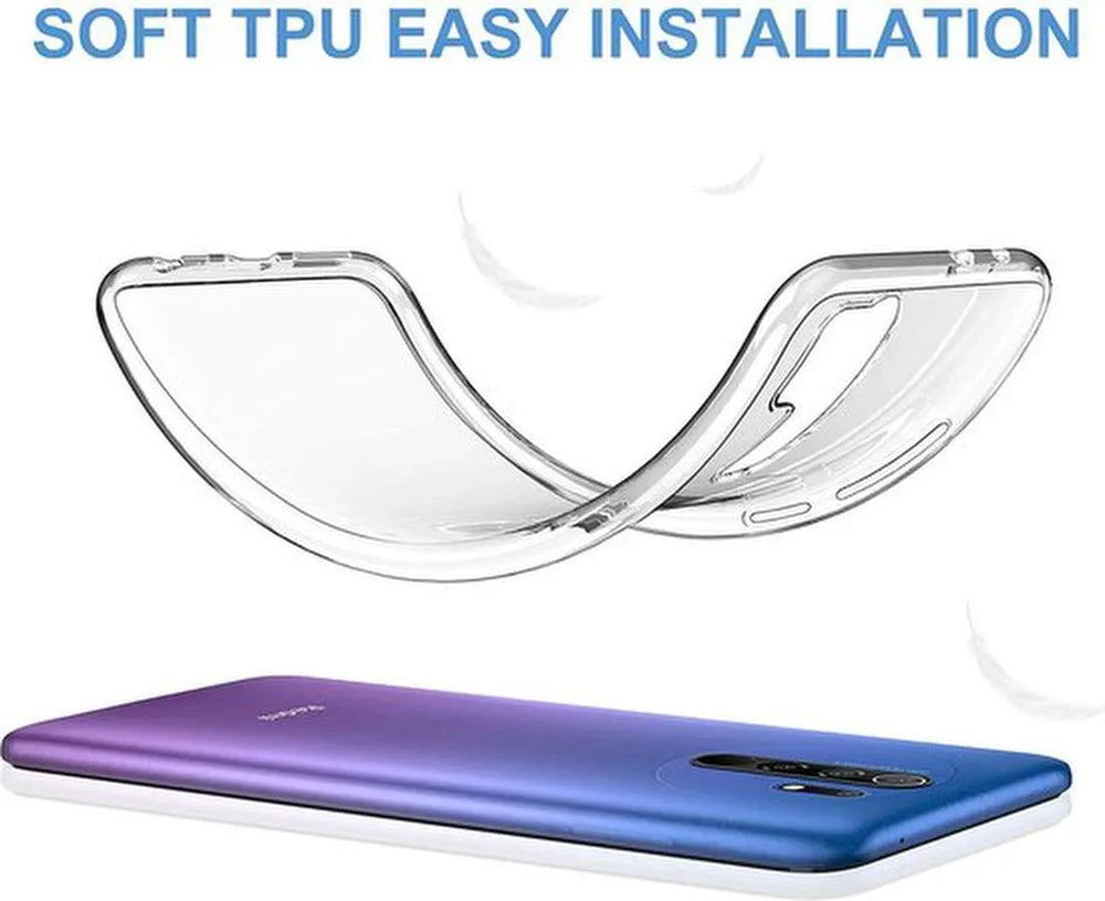 Xiaomi Redmi 9 Hoesjes – Transparante Siliconen Backcover – 2 Pack Screenprotector – Gehard Glas-Ilumina Benelux
