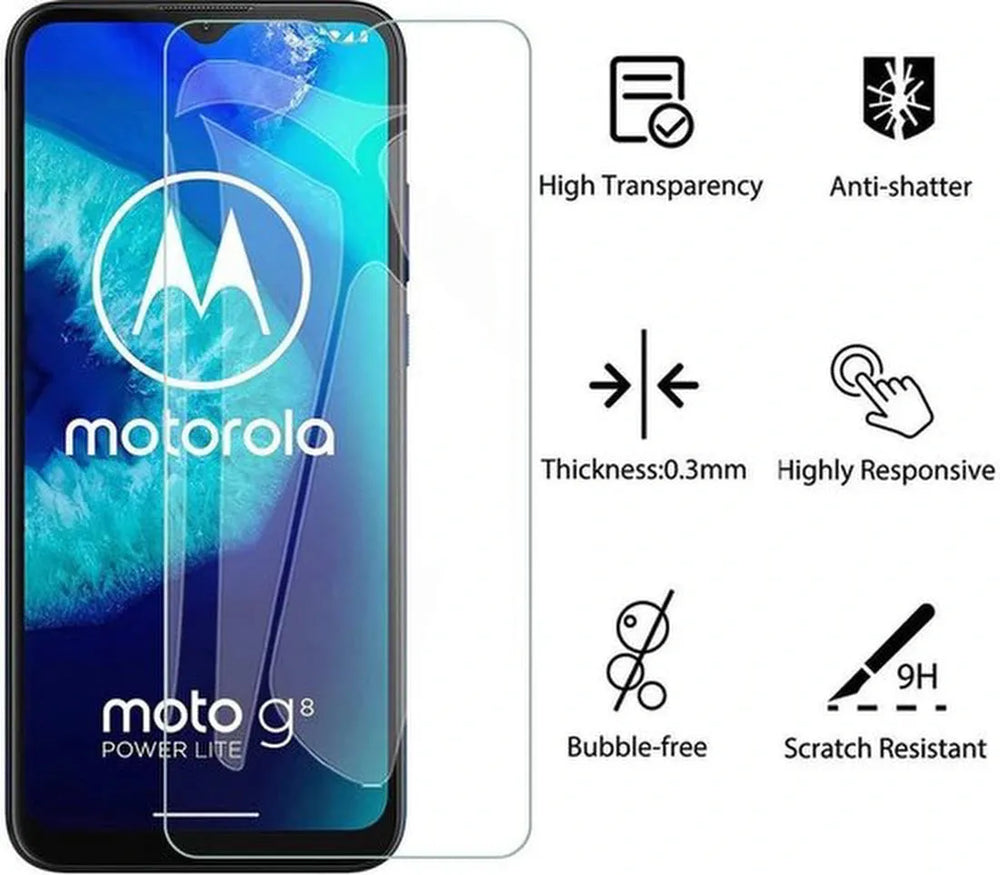 Motorola Moto G8 Power Lite Hoesjes – Siliconen Backcover – Schokbestendig – Transparant – 2x Screenprotector-Ilumina Benelux