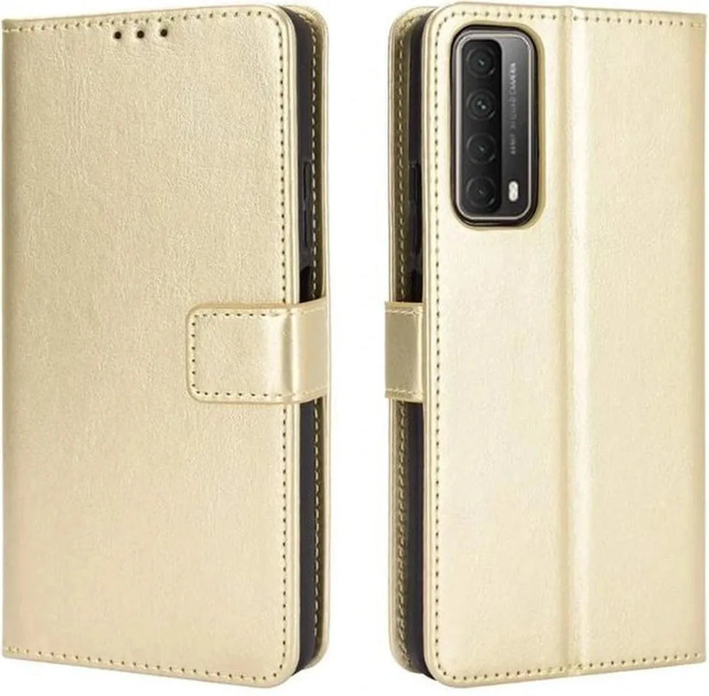 Huawei P Smart 2021 Hoesjes – Portemonnee Book Case – Pasjeshouder – Magneetsluiting – Goud-Ilumina Benelux