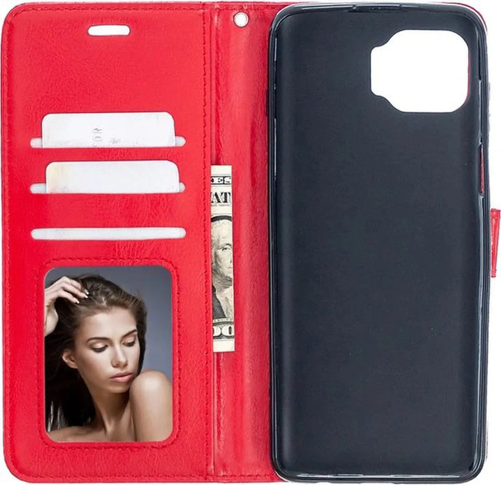 Motorola Moto G 5G Plus Hoesjes – Portemonnee Book Case – Pasjeshouder – Magneetsluiting – Rood-Ilumina Benelux