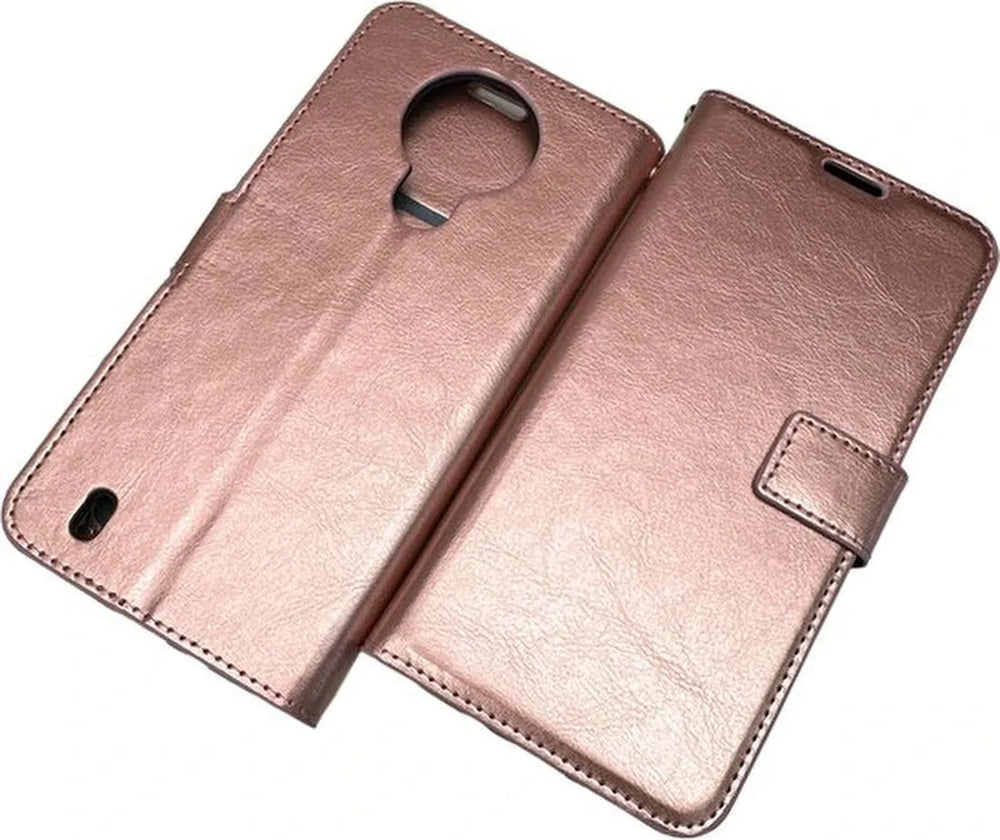 Nokia 1.4 Hoesjes – Portemonnee Book Case – Pasjeshouder – Magneetsluiting – Roségoud-Ilumina Benelux