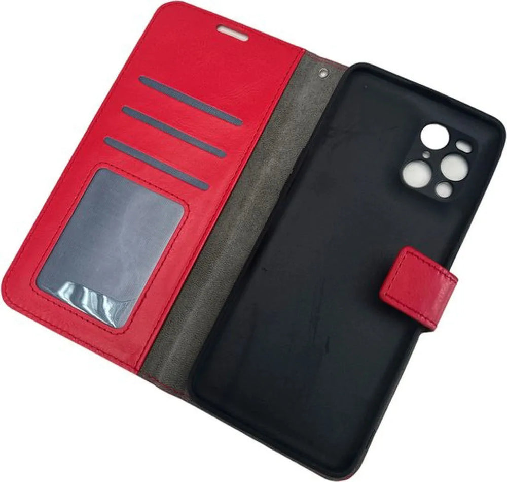 Oppo Find X3 Pro Hoesjes – Portemonnee Book Case – Pasjeshouder – Magneetsluiting – Rood-Ilumina Benelux