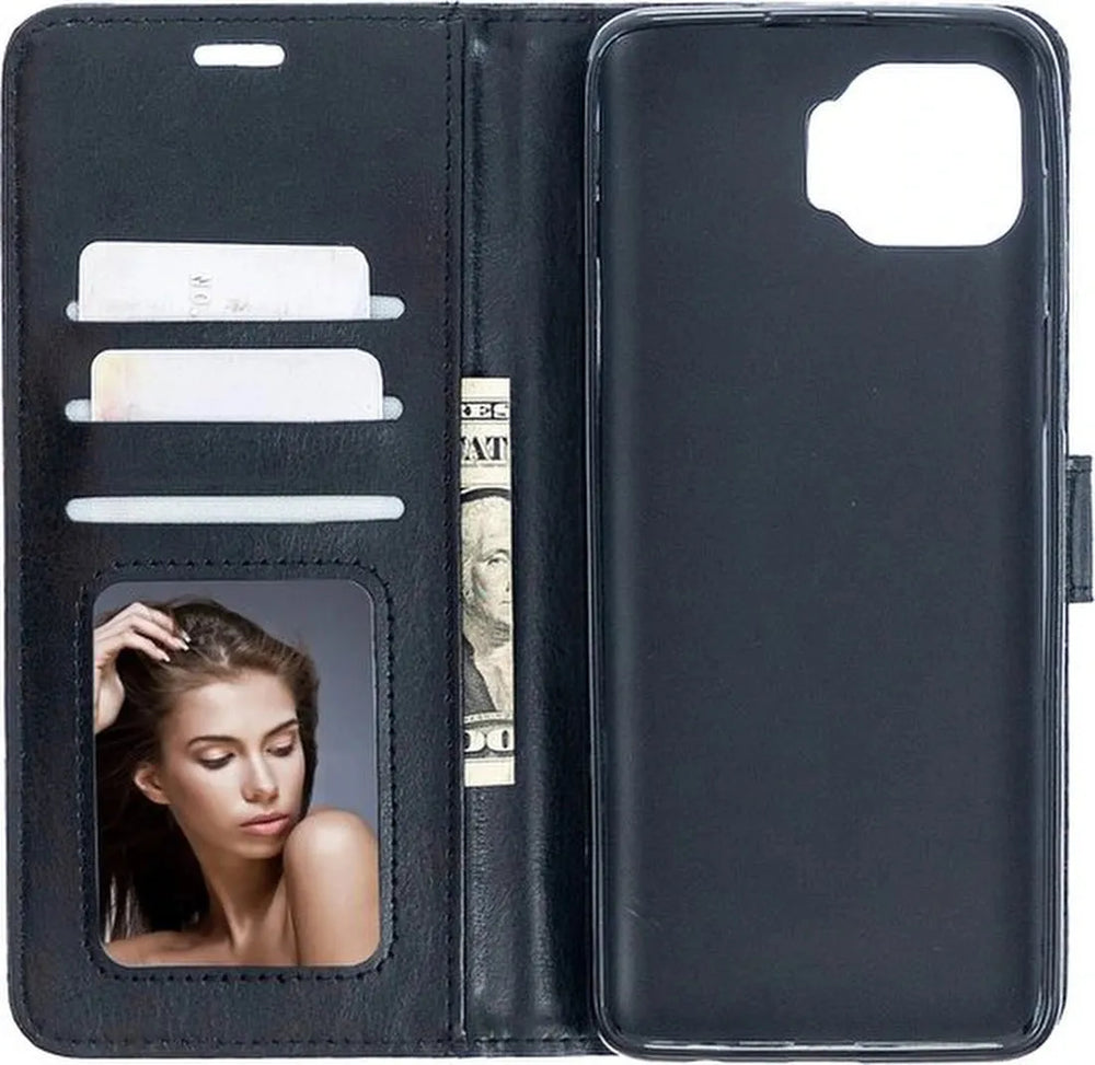Motorola Moto G 5G Plus Hoesjes – Portemonnee Book Case – Pasjeshouder – 2x Screenprotector – Zwart-Ilumina Benelux
